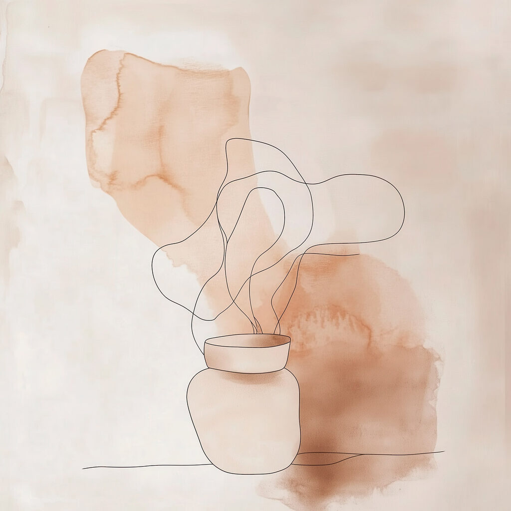Drawing of a jar with steam coming out of it