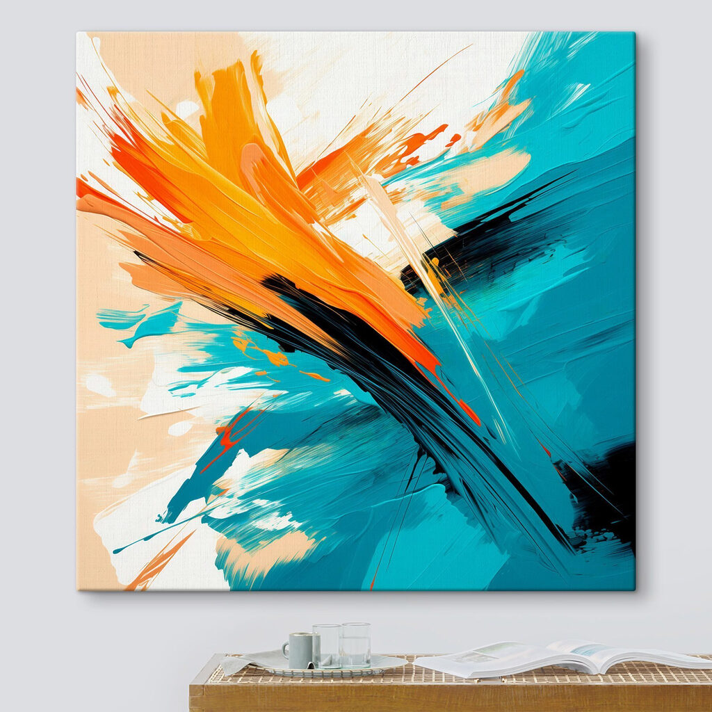 Painting of blue and orange paint Painting of blue and orange paint