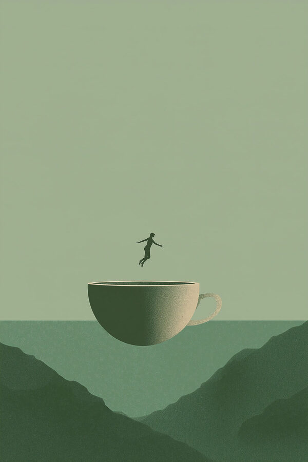 Person jumping into a cup Person jumping into a cup