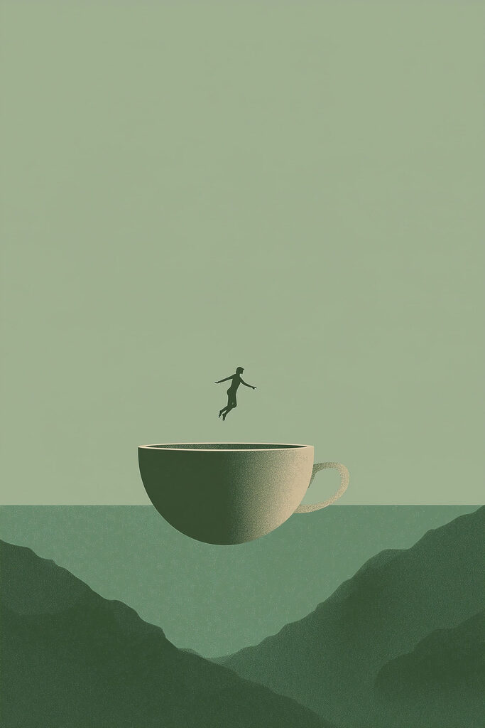 Person jumping into a cup Person jumping into a cup