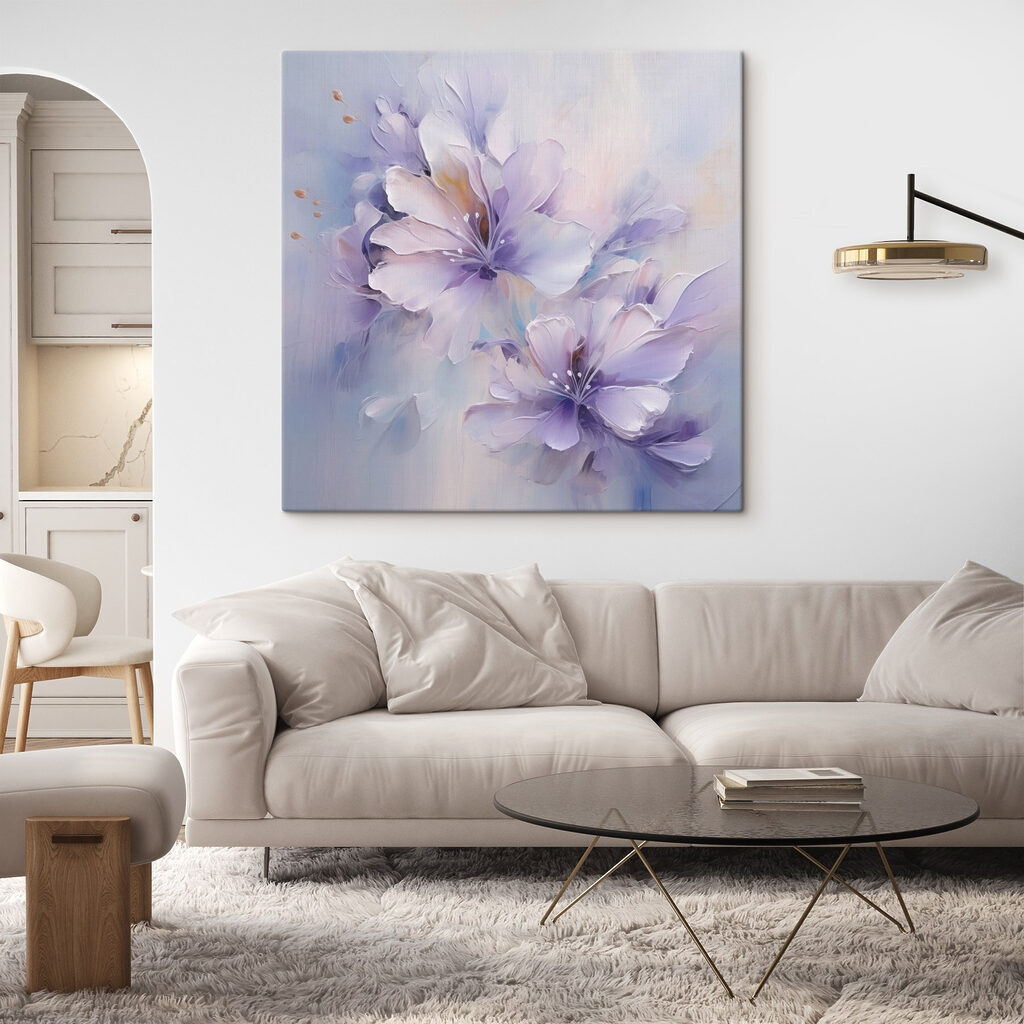 Painting of flowers on a white surface Painting of flowers on a white surface