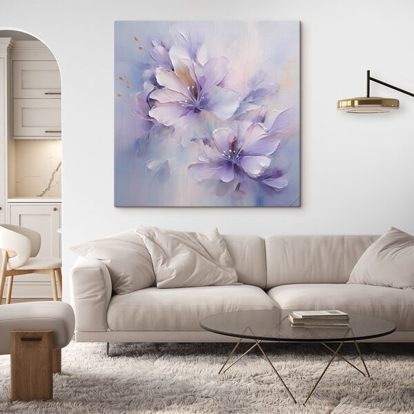 Painting of flowers on a white surface Painting of flowers on a white surface