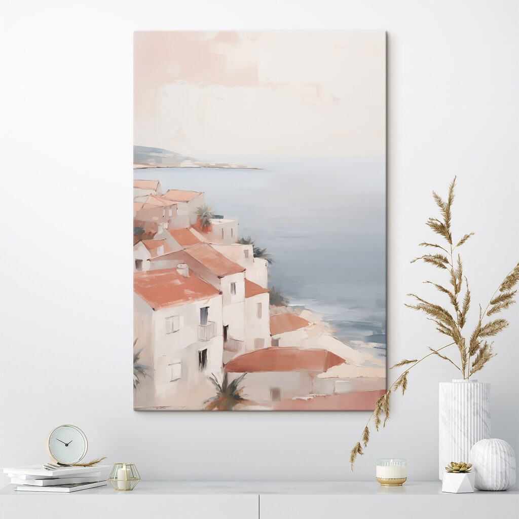 Watercolor of a town by the sea Watercolor of a town by the sea