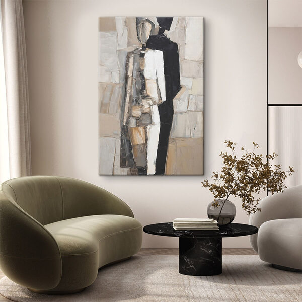 Painting of a man in a black and white dress Painting of a man in a black and white dress