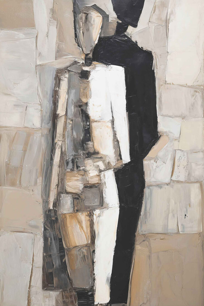 Painting of a man in a black and white dress Painting of a man in a black and white dress