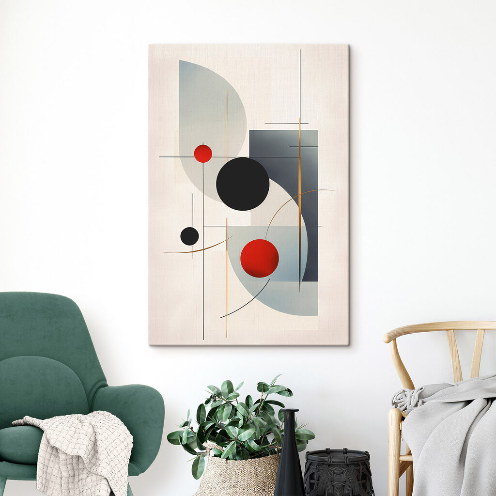 Black red and grey circles and squares