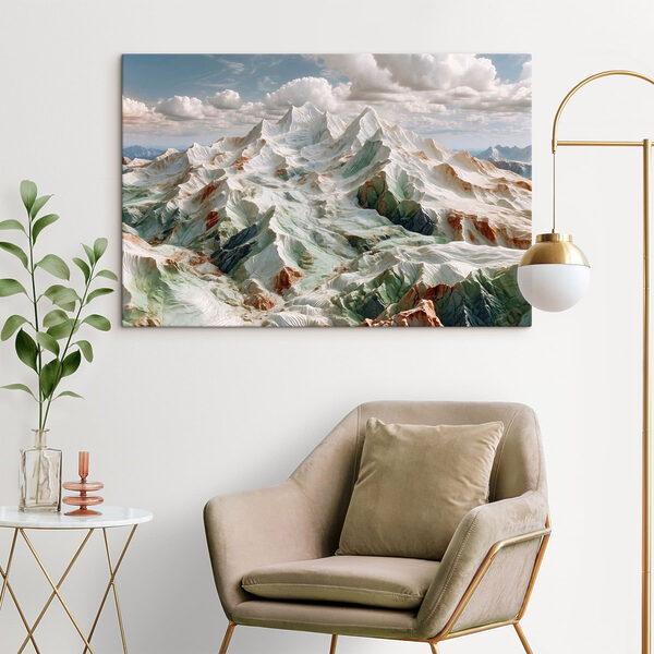 Snowy mountain with clouds in the sky Snowy mountain with clouds in the sky