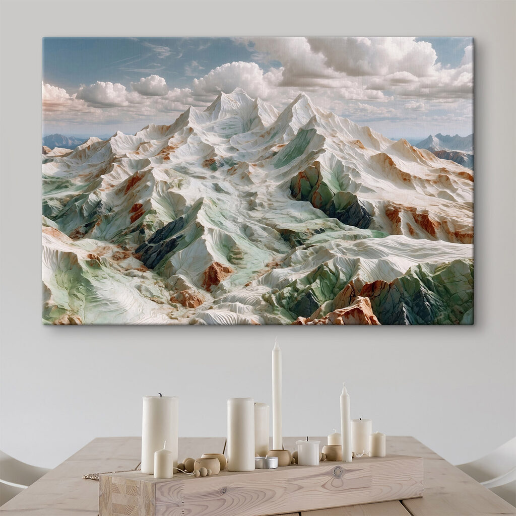 Snowy mountain with clouds in the sky Snowy mountain with clouds in the sky