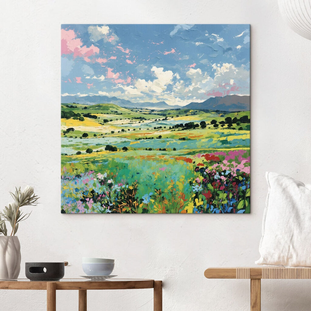 Painting of a field of flowers