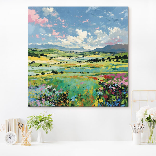 Painting of a field of flowers