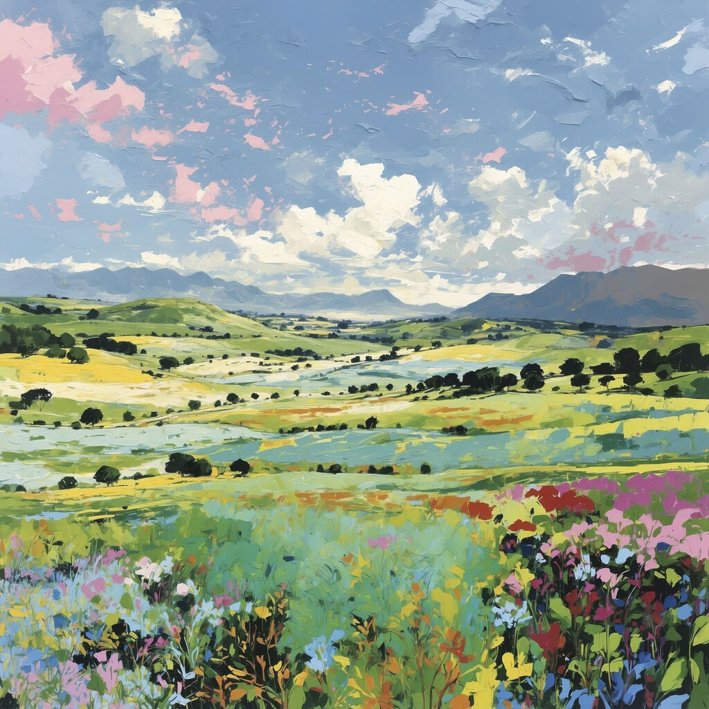 Painting of a field of flowers
