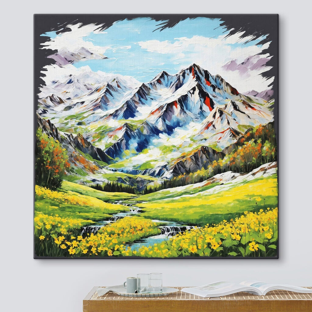 Painting of a mountain range