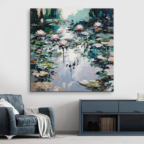 Painting of lily pads and flowers Painting of lily pads and flowers