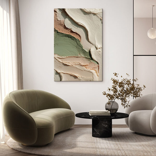 - Earthy tones in flowing patterns - Earthy tones in flowing patterns