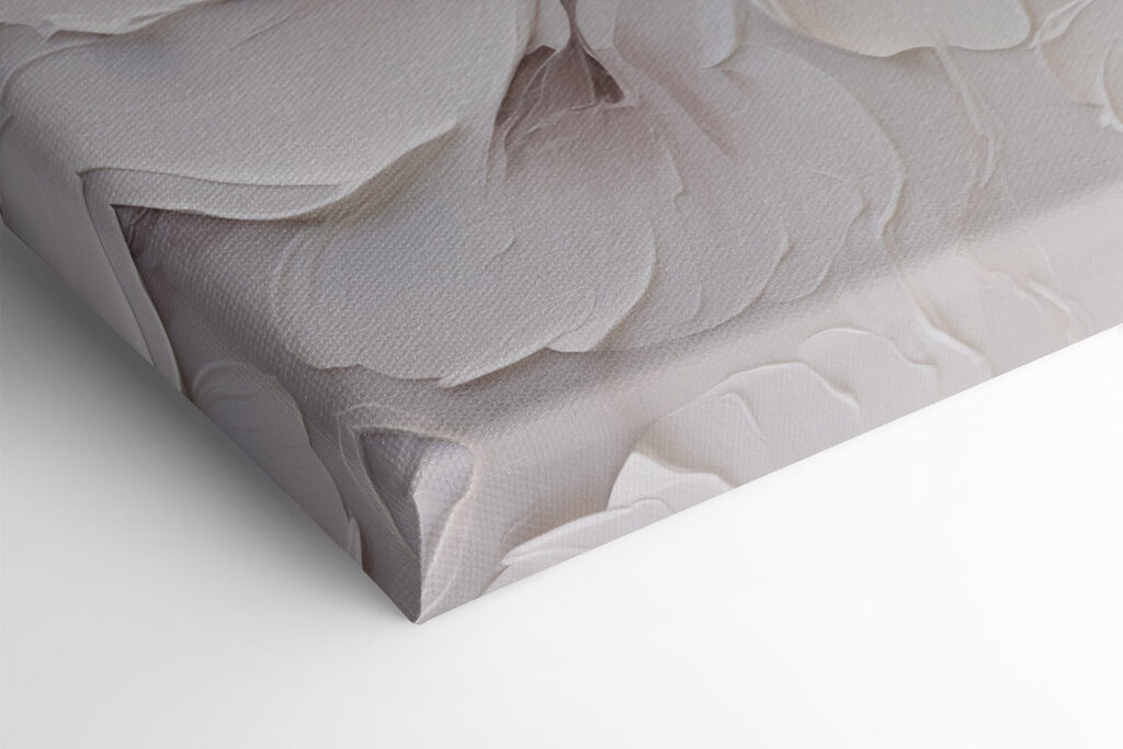 White flower art on a wall