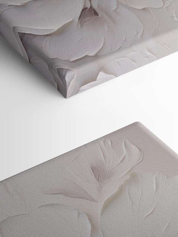 White flower art on a wall