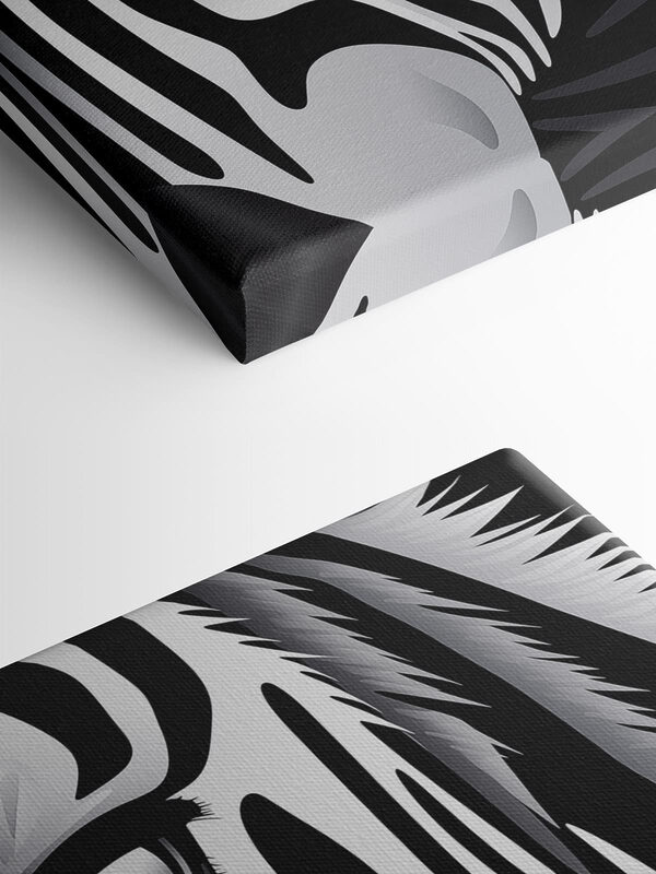 Majestic zebra in monochrome style