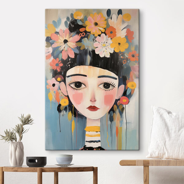 Painting of a woman with flowers in her hair