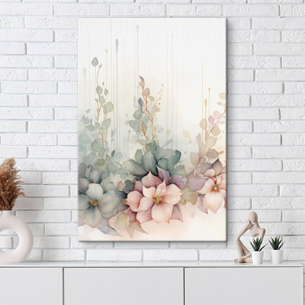 Painting of flowers and leaves