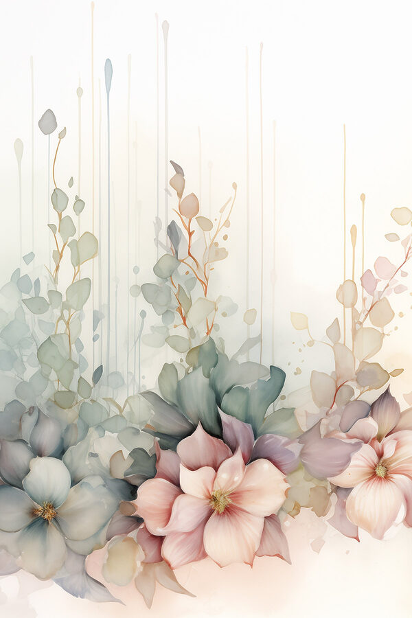 Painting of flowers and leaves