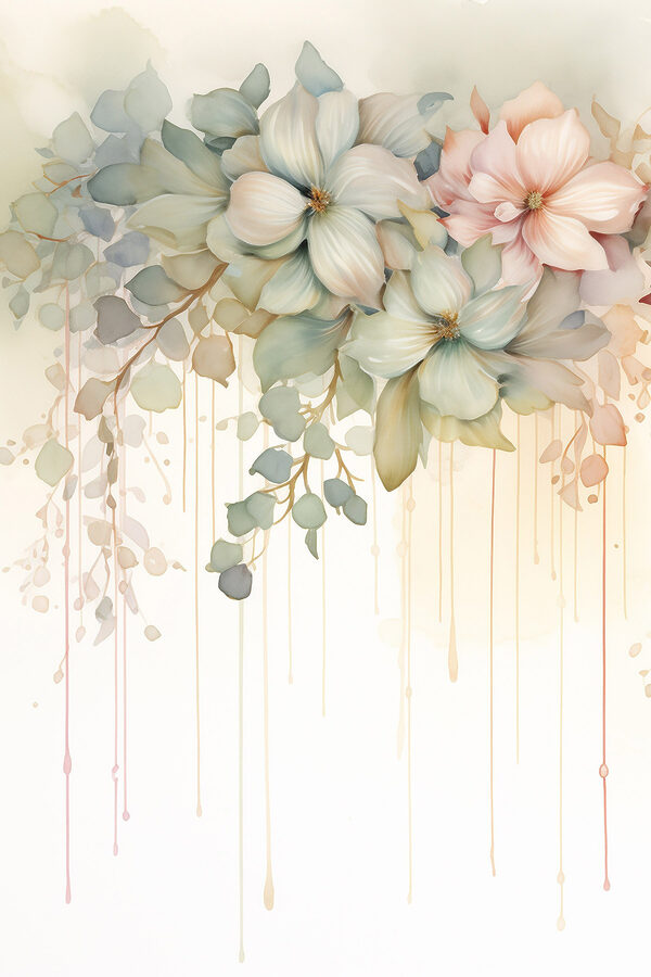 Painting of flowers on a white background