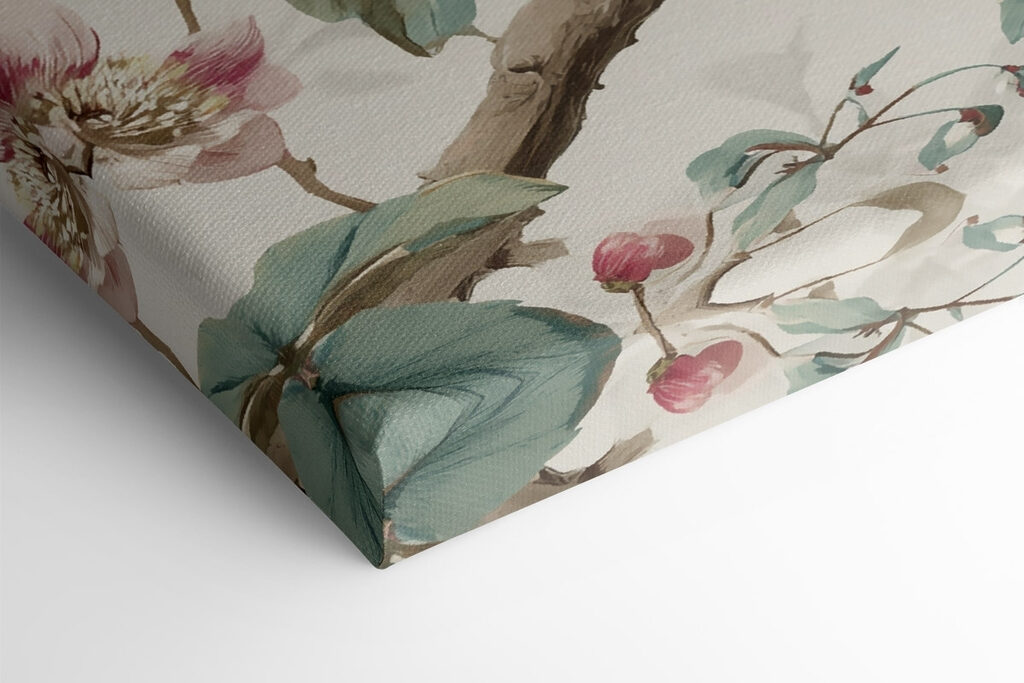 Bird on a branch with flowers