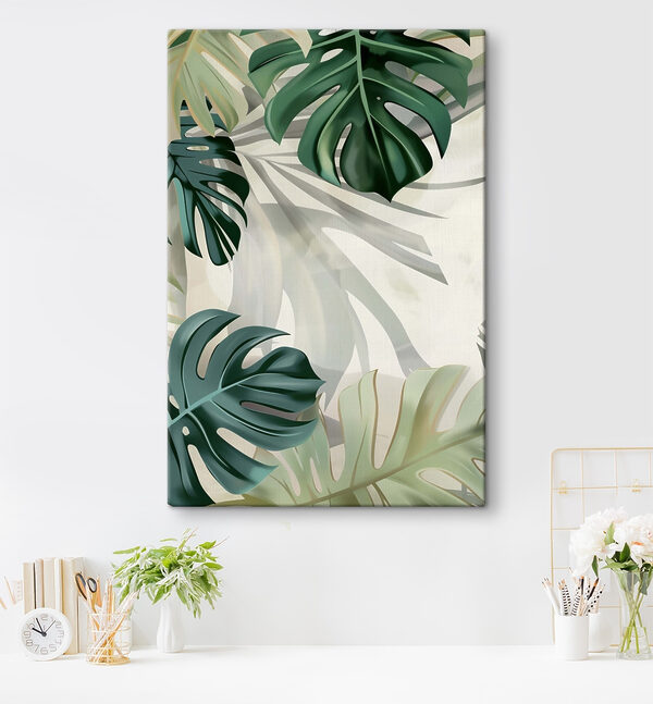 Lush green leaves create a serene backdrop