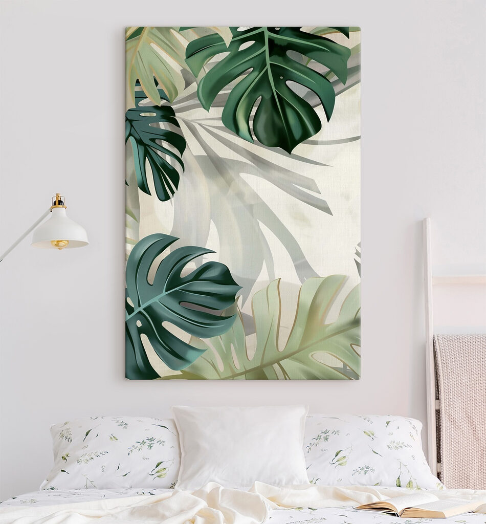 Lush green leaves create a serene backdrop