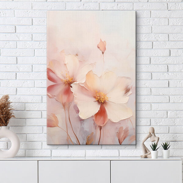 Painting of flowers on a white surface Painting of flowers on a white surface