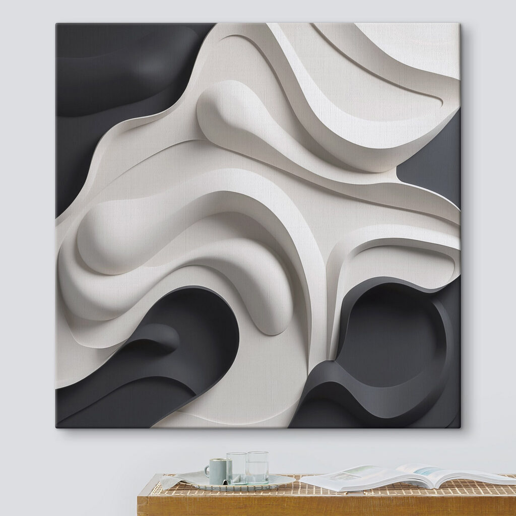 Black and white wavy shapes