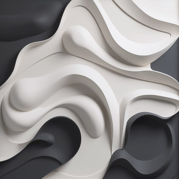 Black and white wavy shapes