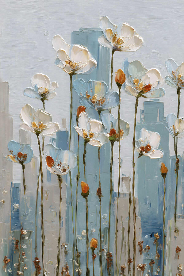Painting of flowers on a wall Painting of flowers on a wall