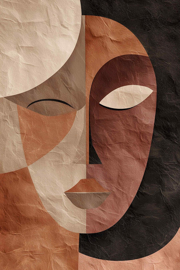 Face painted on a piece of paper