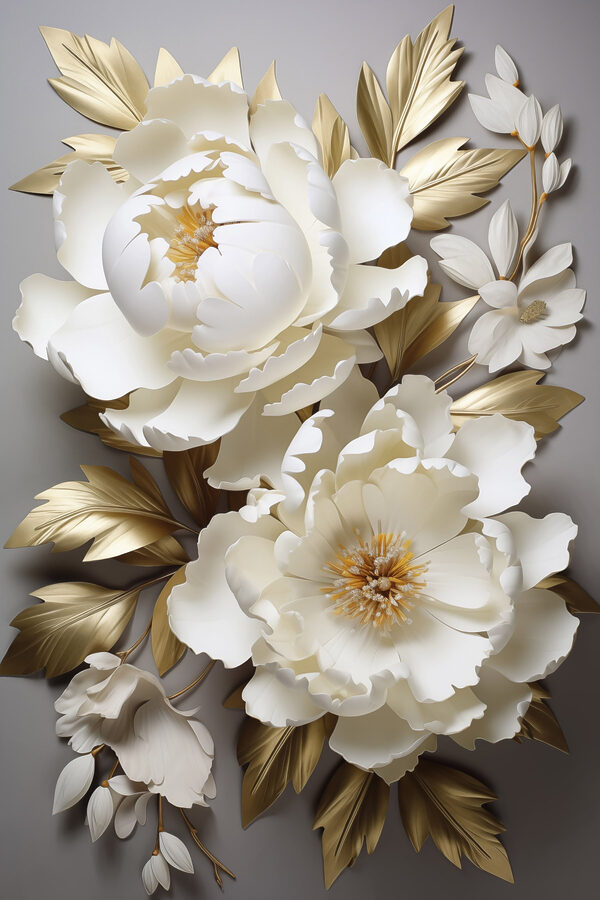 Elegant floral arrangement with lush leaves