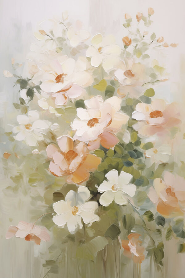 Painting of flowers on a white surface