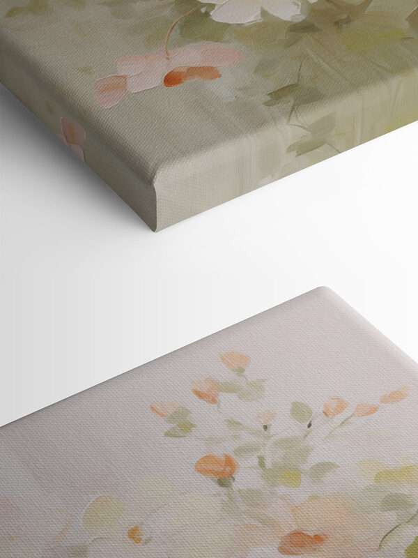 Painting of flowers on a white surface