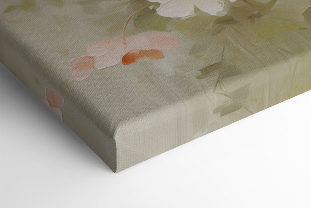 Painting of flowers on a white surface