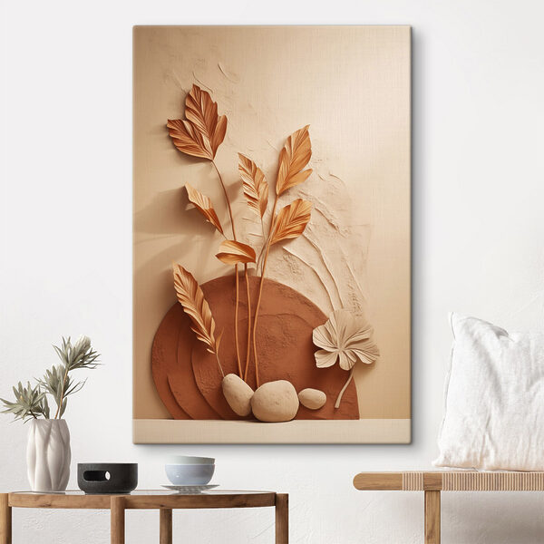 Brown and white leaves on a brown surface