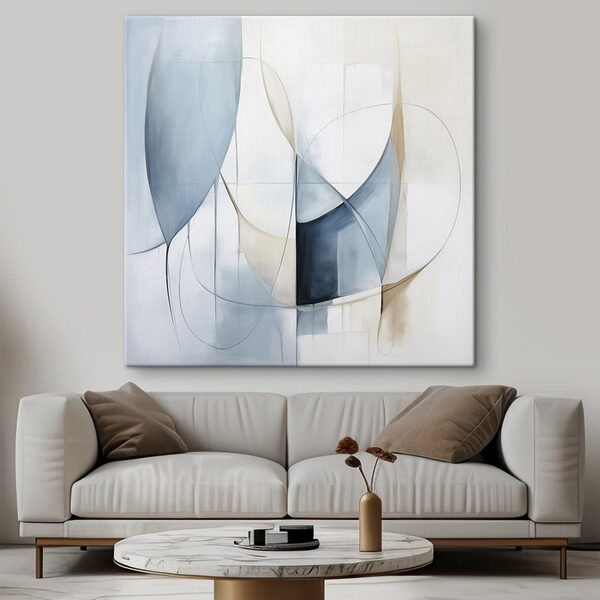 Painting of a blue and white art Painting of a blue and white art