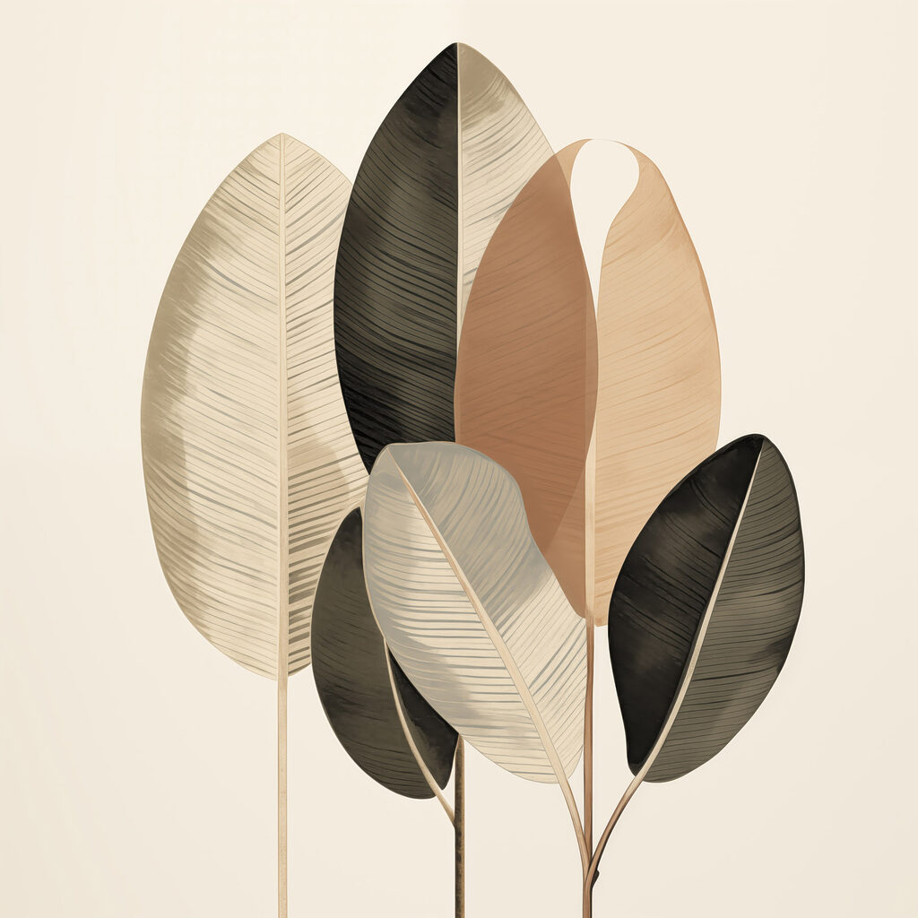 Group of leaves on sticks