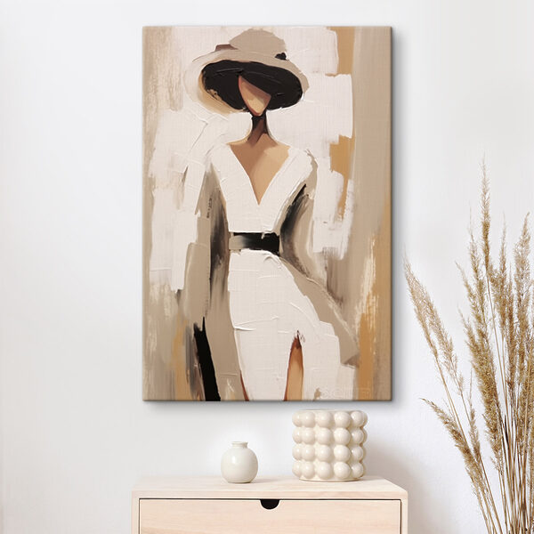 Painting of a woman in a white dress Painting of a woman in a white dress