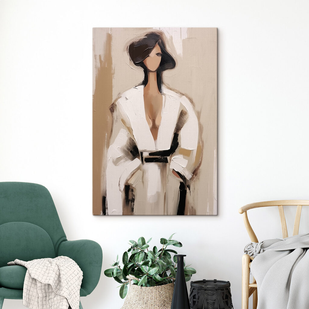 Painting of a woman in a white robe