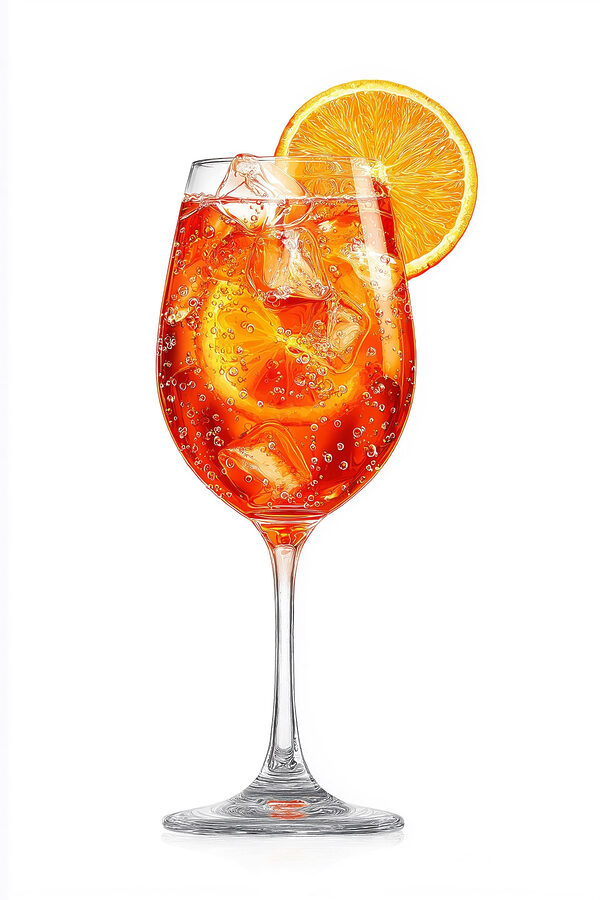 Glass of orange drink with ice and a slice of orange Glass of orange drink with ice and a slice of orange