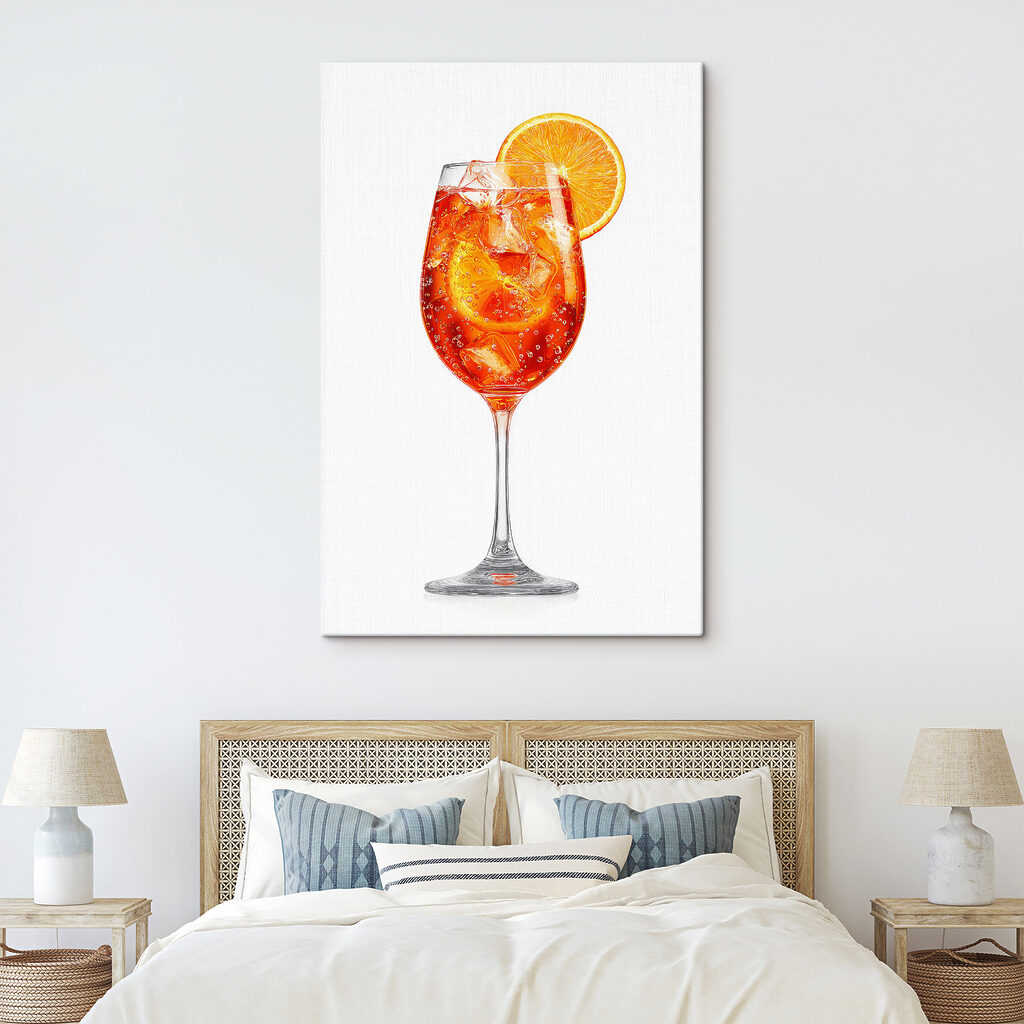 Glass of orange drink with ice and a slice of orange Glass of orange drink with ice and a slice of orange