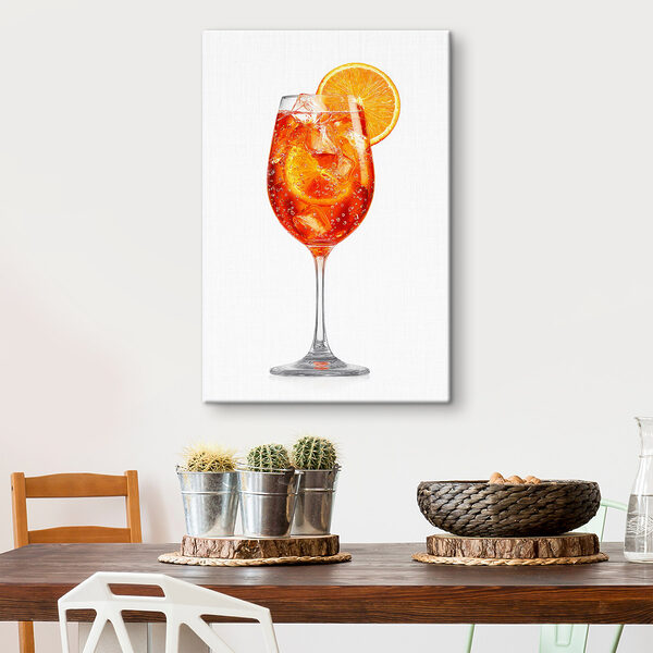 Glass of orange drink with ice and a slice of orange Glass of orange drink with ice and a slice of orange