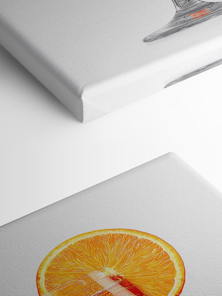 Glass of orange drink with ice and a slice of orange Glass of orange drink with ice and a slice of orange