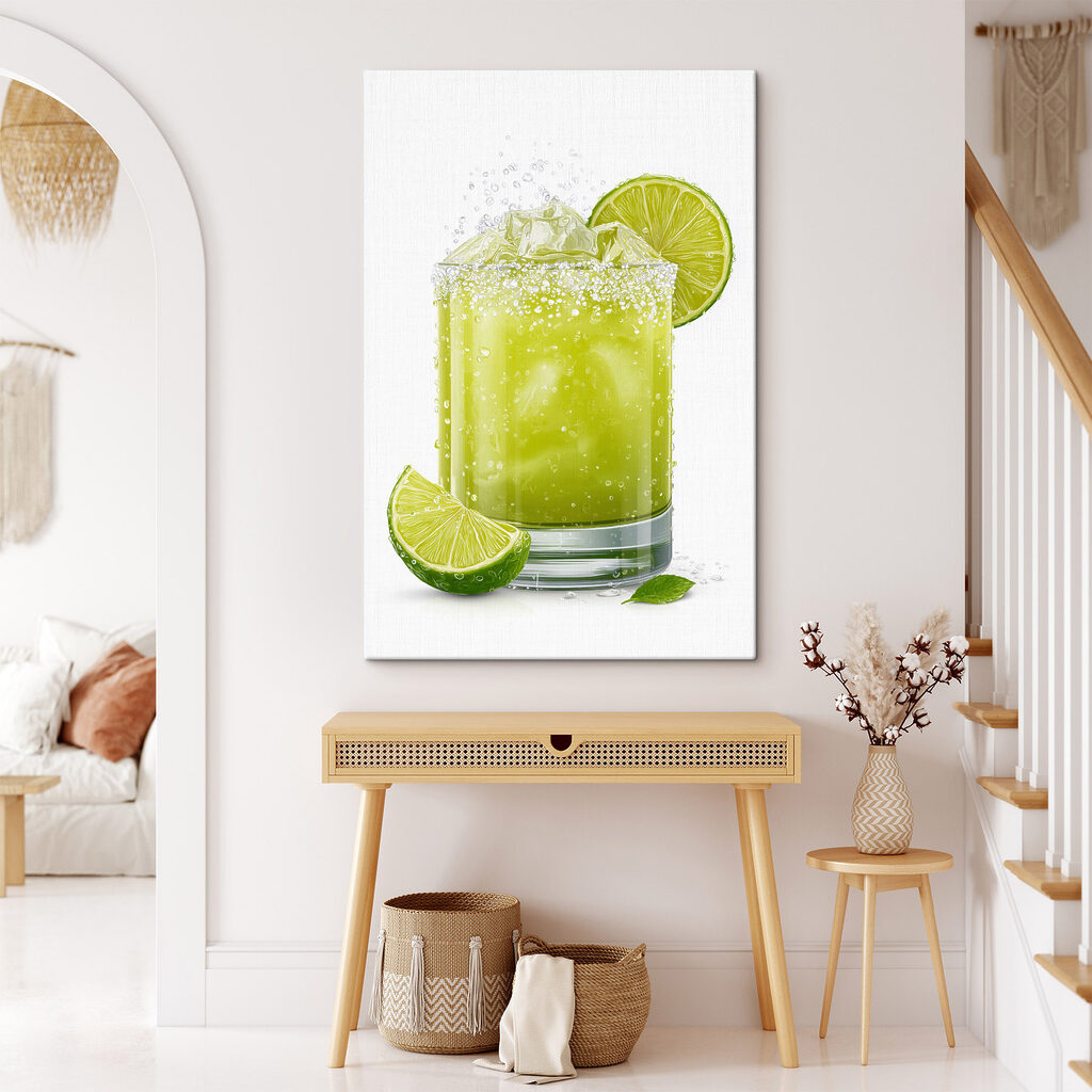 Glass of lime juice with ice and lime slices Glass of lime juice with ice and lime slices