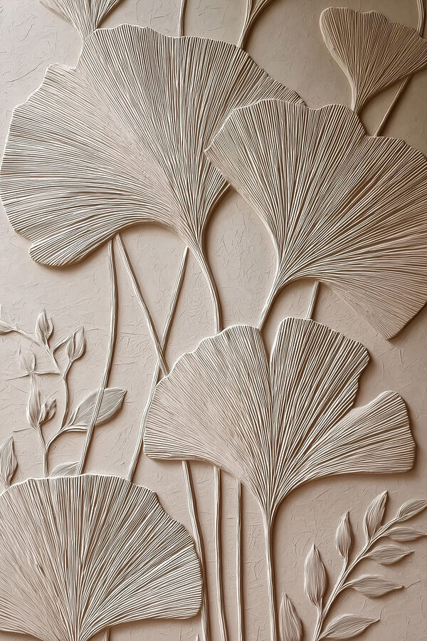 Wall art with leaves and flowers