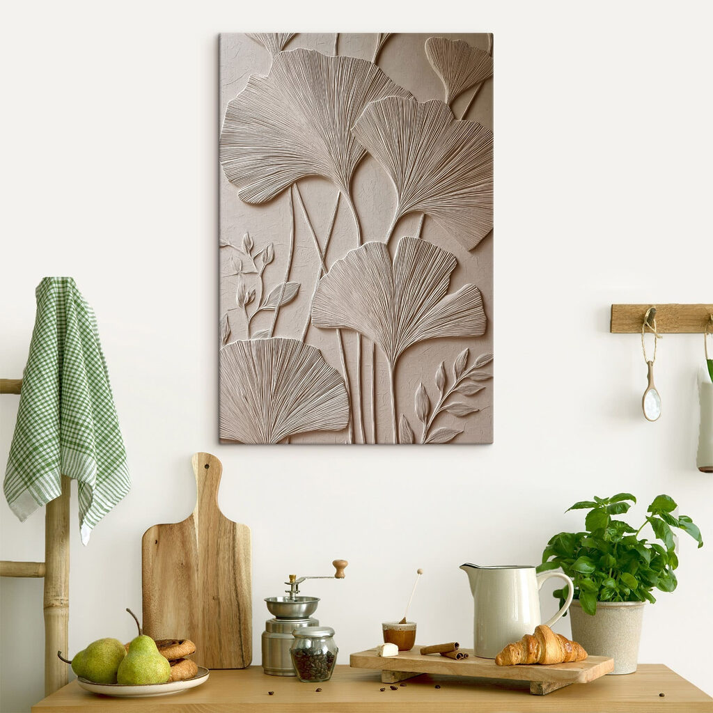 Wall art with leaves and flowers