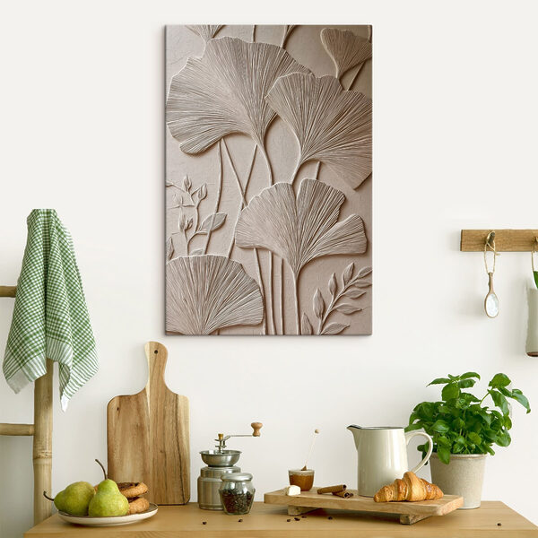 Wall art with leaves and flowers